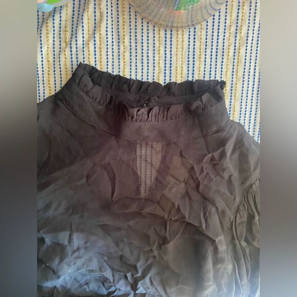 J Crew Top Chiffon Ruffleneck Women’s Black Long Sleeve Lined Sz XS NWT - Picture 7 of 13